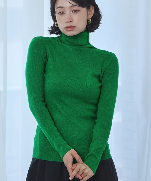 Ampirula(アンピルーラ)の「ニット 長袖 リブニット トップス ハイネック プルオーバー 秋 冬(ニット/セーター・レディース・パープル/ホワイト/ブラウン/グリーン/ピンク/アイボリー/ブラック/グレー/ブルー・FREE)」の6枚目の写真