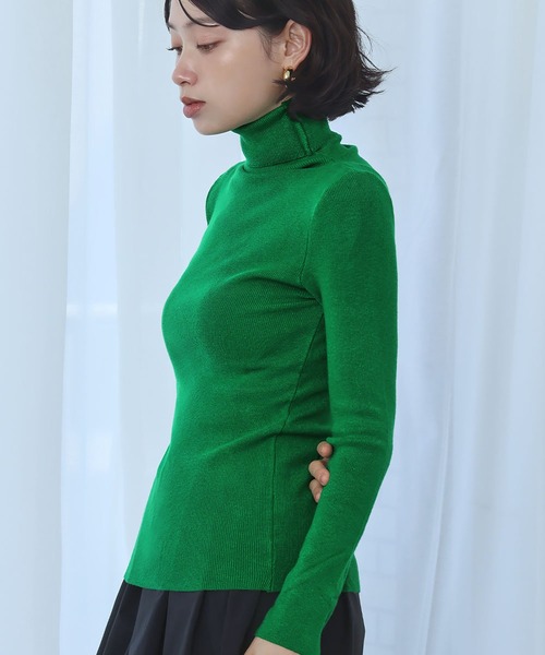 Ampirula(アンピルーラ)の「ニット 長袖 リブニット トップス ハイネック プルオーバー 秋 冬(ニット/セーター・レディース・パープル/ホワイト/ブラウン/グリーン/ピンク/アイボリー/ブラック/グレー/ブルー・FREE)」の11枚目の写真