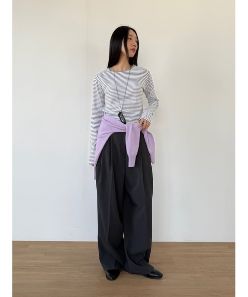 Didot.showroom（ディドット ショールーム）の「マルチカラーボーダーロンT（Tシャツ/カットソー・レディース・レッド/グレー/ブラック/オリーブ/アイボリー・FREE）」の9枚目の写真