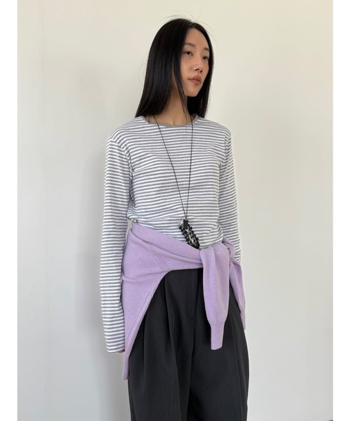 Didot.showroom（ディドット ショールーム）の「マルチカラーボーダーロンT（Tシャツ/カットソー・レディース・レッド/グレー/ブラック/オリーブ/アイボリー・FREE）」の7枚目の写真