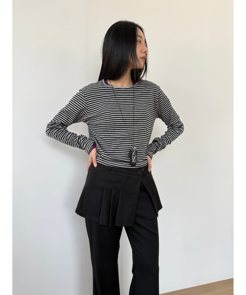 Didot.showroom（ディドット ショールーム）の「マルチカラーボーダーロンT（Tシャツ/カットソー・レディース・レッド/グレー/ブラック/オリーブ/アイボリー・FREE）」の6枚目の写真