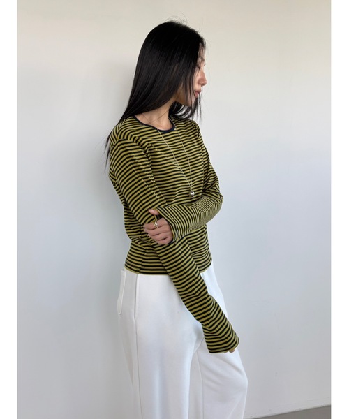 Didot.showroom（ディドット ショールーム）の「マルチカラーボーダーロンT（Tシャツ/カットソー・レディース・レッド/グレー/ブラック/オリーブ/アイボリー・FREE）」の22枚目の写真