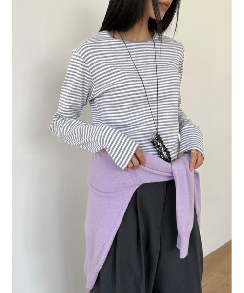 Didot.showroom（ディドット ショールーム）の「マルチカラーボーダーロンT（Tシャツ/カットソー・レディース・レッド/グレー/ブラック/オリーブ/アイボリー・FREE）」の10枚目の写真