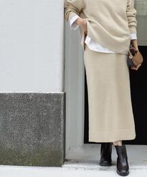 OPAQUE.CLIP | ラメスパンコールナロースカート/セットアップ対応可【洗濯機OK】(スカート)