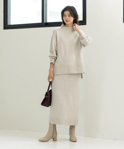 OPAQUE.CLIP（オペークドットクリップ）の「ラメスパンコールナロースカート/セットアップ対応可【洗濯機OK】（スカート・レディース・ブルーグリーン/チャコール/ベージュ系5/グレー系4・38/36/40/42）」の5枚目の写真