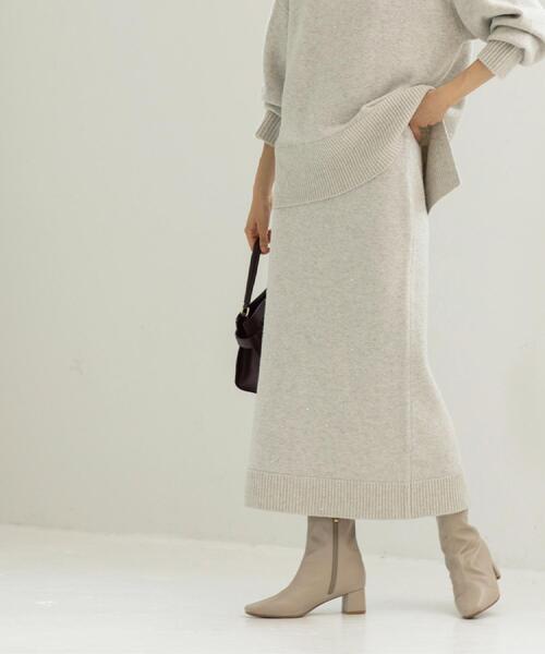 OPAQUE.CLIP（オペークドットクリップ）の「ラメスパンコールナロースカート/セットアップ対応可【洗濯機OK】（スカート・レディース・ブルーグリーン/チャコール/ベージュ系5/グレー系4・38/36/40/42）」の14枚目の写真