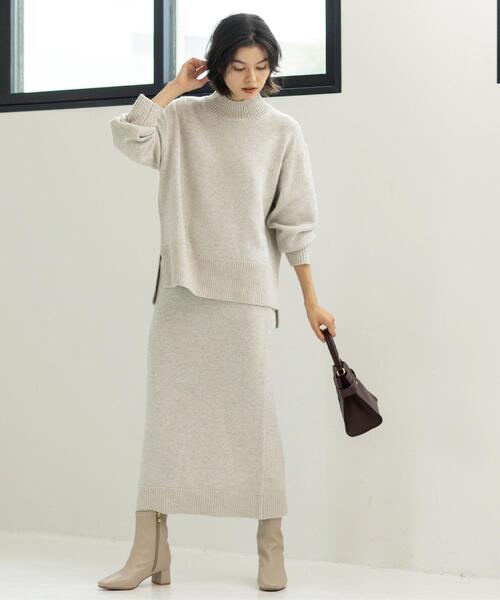 OPAQUE.CLIP（オペークドットクリップ）の「ラメスパンコールナロースカート/セットアップ対応可【洗濯機OK】（スカート・レディース・ブルーグリーン/チャコール/ベージュ系5/グレー系4・38/36/40/42）」の13枚目の写真