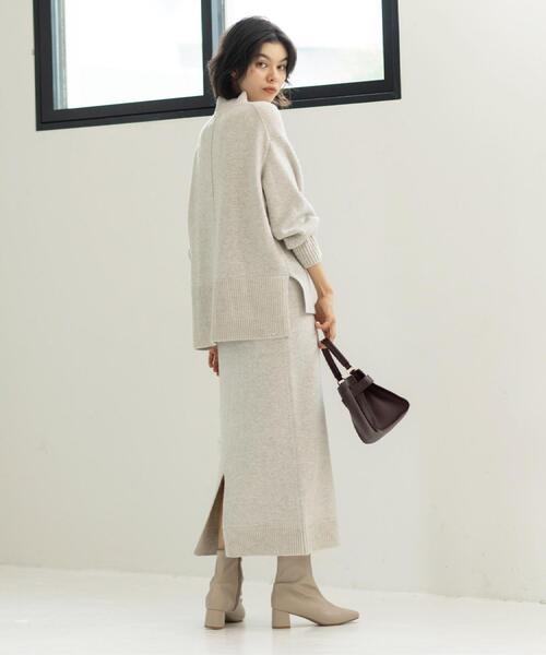 OPAQUE.CLIP（オペークドットクリップ）の「ラメスパンコールナロースカート/セットアップ対応可【洗濯機OK】（スカート・レディース・ブルーグリーン/チャコール/ベージュ系5/グレー系4・38/36/40/42）」の10枚目の写真