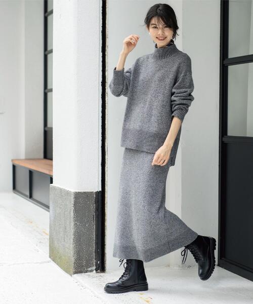 OPAQUE.CLIP（オペークドットクリップ）の「ラメスパンコールナロースカート/セットアップ対応可【洗濯機OK】（スカート・レディース・ブルーグリーン/チャコール/ベージュ系5/グレー系4・38/36/40/42）」の18枚目の写真