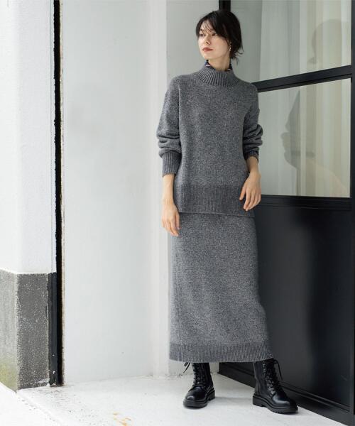 OPAQUE.CLIP（オペークドットクリップ）の「ラメスパンコールナロースカート/セットアップ対応可【洗濯機OK】（スカート・レディース・ブルーグリーン/チャコール/ベージュ系5/グレー系4・38/36/40/42）」の17枚目の写真