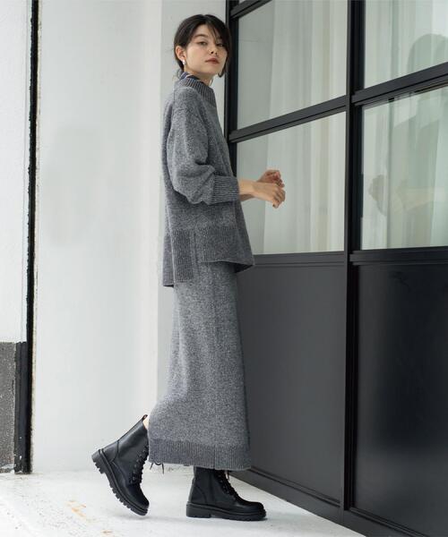 OPAQUE.CLIP（オペークドットクリップ）の「ラメスパンコールナロースカート/セットアップ対応可【洗濯機OK】（スカート・レディース・ブルーグリーン/チャコール/ベージュ系5/グレー系4・38/36/40/42）」の16枚目の写真