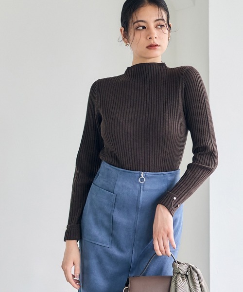 12Twelve Agenda（トゥエルブ　アジェンダ）の「ハイネックラメリブニットプルオーバー（ニット/セーター・レディース・ブラウン/ライトグレー/ミント/オフホワイト・M）」の4枚目の写真