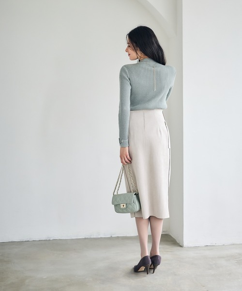 12Twelve Agenda（トゥエルブ　アジェンダ）の「ハイネックラメリブニットプルオーバー（ニット/セーター・レディース・ブラウン/ライトグレー/ミント/オフホワイト・M）」の12枚目の写真