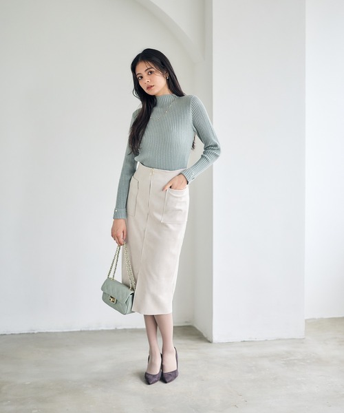 12Twelve Agenda（トゥエルブ　アジェンダ）の「ハイネックラメリブニットプルオーバー（ニット/セーター・レディース・ブラウン/ライトグレー/ミント/オフホワイト・M）」の10枚目の写真