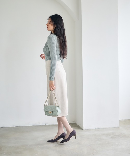 12Twelve Agenda（トゥエルブ　アジェンダ）の「ハイネックラメリブニットプルオーバー（ニット/セーター・レディース・ブラウン/ライトグレー/ミント/オフホワイト・M）」の11枚目の写真