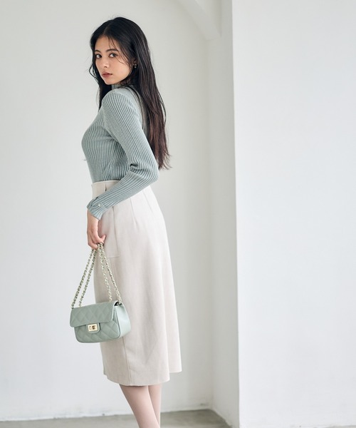 12Twelve Agenda（トゥエルブ　アジェンダ）の「ハイネックラメリブニットプルオーバー（ニット/セーター・レディース・ブラウン/ライトグレー/ミント/オフホワイト・M）」の8枚目の写真