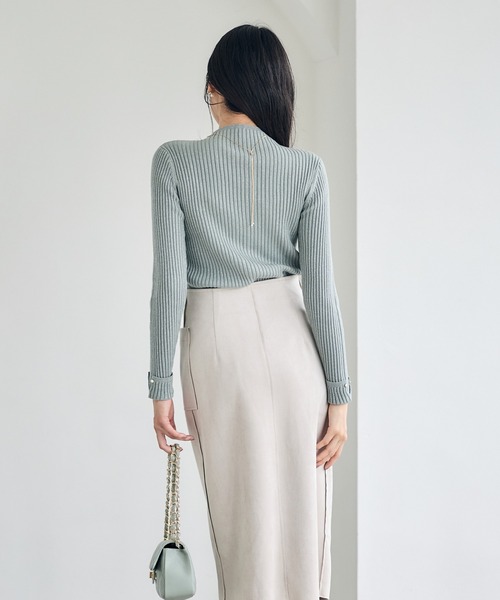 12Twelve Agenda（トゥエルブ　アジェンダ）の「ハイネックラメリブニットプルオーバー（ニット/セーター・レディース・ブラウン/ライトグレー/ミント/オフホワイト・M）」の9枚目の写真