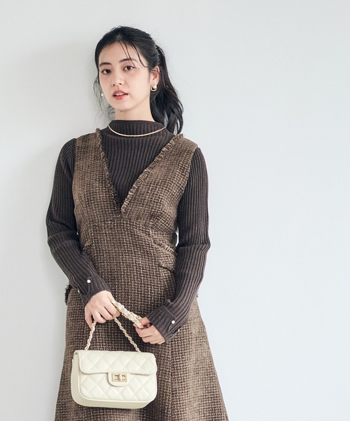 12Twelve Agenda（トゥエルブ　アジェンダ）の「ハイネックラメリブニットプルオーバー（ニット/セーター・レディース・ブラウン/ライトグレー/ミント/オフホワイト・M）」の14枚目の写真