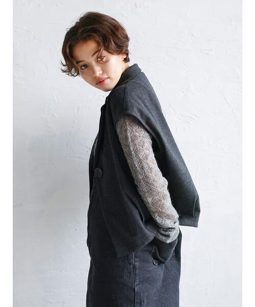 FIKA.(フィーカ)の「Wool-like tailored vest(その他アウター・レディース・ブラウン/チャコール・MEDIUM)」の12枚目の写真