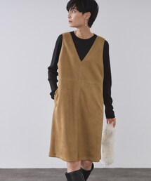 OPAQUE.CLIP（オペークドットクリップ）の「スエードライクVネックジャンドレ【洗濯機OK】（ワンピース・レディース）」