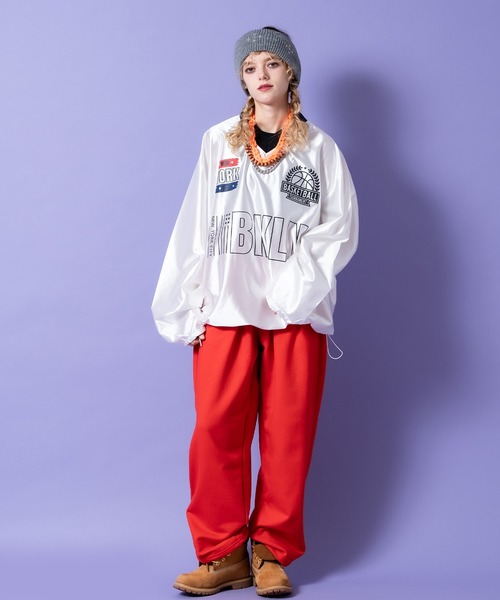 a.p.o.v.（エーピーオービー）の「a.p.o.v. ドローコードヘムオーバーサイズバスケットウォームアップゲームシャツ（Tシャツ/カットソー・メンズ・パープル/ホワイト/ブラック・ONESIZE）」の12枚目の写真