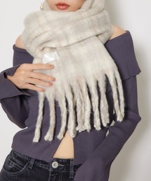 rienda | ボリュームチェックストール 秋服 冬服(ストール/ショール)