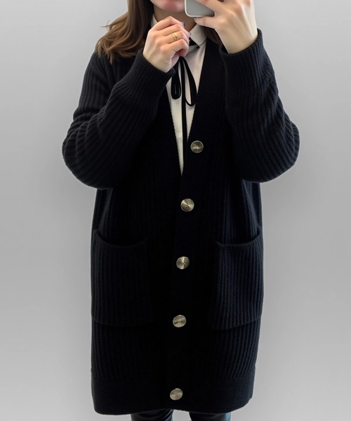 cammie(キャミー)の「リブ畦編みニットカーディガン(カーディガン/ボレロ・レディース・アイボリー/ブラック/グレー・F)」の11枚目の写真