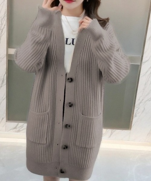 cammie(キャミー)の「リブ畦編みニットカーディガン(カーディガン/ボレロ・レディース・アイボリー/ブラック/グレー・F)」の14枚目の写真