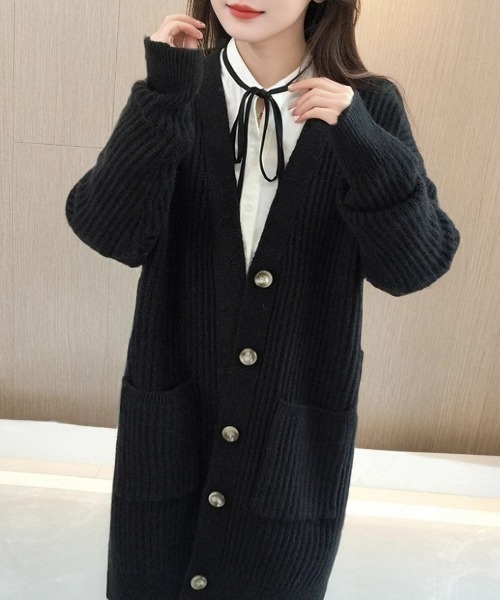 cammie(キャミー)の「リブ畦編みニットカーディガン(カーディガン/ボレロ・レディース・アイボリー/ブラック/グレー・F)」の16枚目の写真