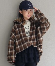 CIAOPANIC TYPY | 【KIDS】【ジュニアサイズあり】裾断ち切り微起毛チェックフードシャツ(シャツ/ブラウス)