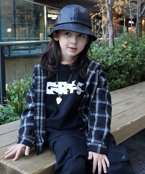CIAOPANIC TYPY（チャオパニックティピー）の「【KIDS】【ジュニアサイズあり】裾断ち切り微起毛チェックフードシャツ（シャツ/ブラウス・キッズ・ブラック/ブラウン・XX-LARGE/X-LARGE/LARGE/MEDIUM/SMALL）」の8枚目の写真