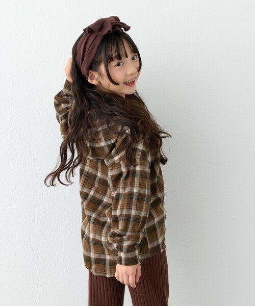 CIAOPANIC TYPY（チャオパニックティピー）の「【KIDS】【ジュニアサイズあり】裾断ち切り微起毛チェックフードシャツ（シャツ/ブラウス・キッズ・ブラック/ブラウン・XX-LARGE/X-LARGE/LARGE/MEDIUM/SMALL）」の16枚目の写真
