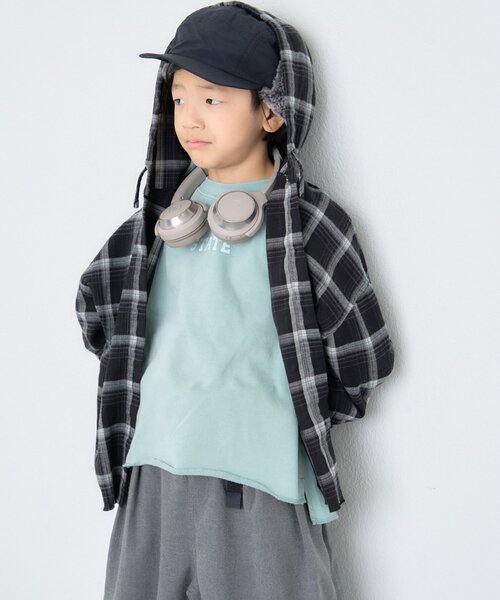 CIAOPANIC TYPY（チャオパニックティピー）の「【KIDS】【ジュニアサイズあり】裾断ち切り微起毛チェックフードシャツ（シャツ/ブラウス・キッズ・ブラック/ブラウン・XX-LARGE/X-LARGE/LARGE/MEDIUM/SMALL）」の18枚目の写真