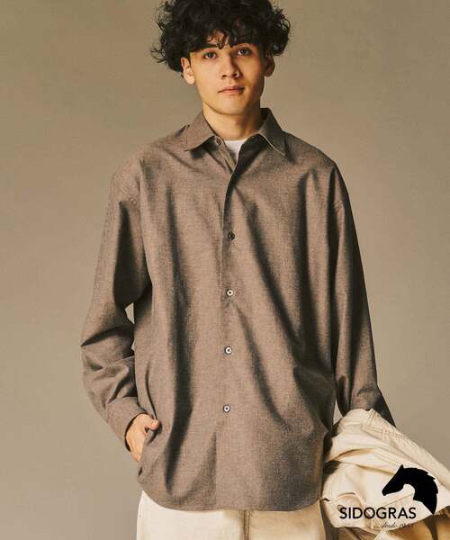 417 EDIFICE(フォーワンセブンエディフィス)の「【SIDOGRAS / シドグラス】LE JAPON Akita フランネルシャツ(シャツ/ブラウス・メンズ・アイボリー/チョコ/ブラウン系その他/ブラウン/ウッド/ブルー系その他・SMALL/MEDIUM/LARGE)」の3枚目の写真