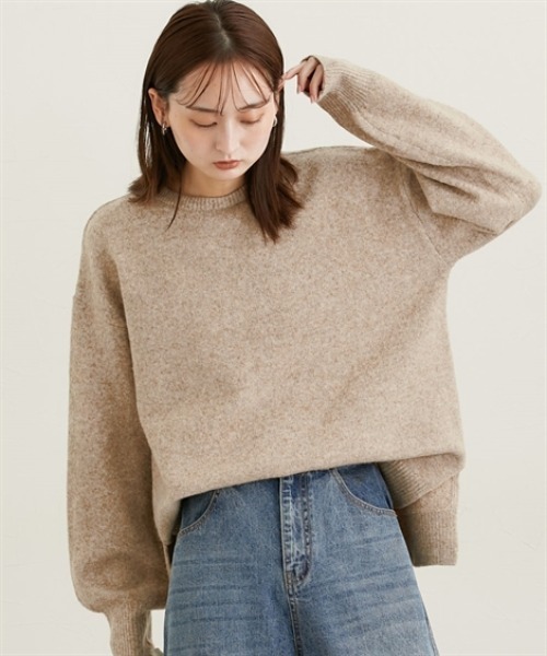 nissen(ニッセン)の「ふわふわメランジ裾リブゆるサイズニット(ニット/セーター・レディース・モカ/イエロー系/チャコールグレー/杢グレー・M/L/LL)」の9枚目の写真