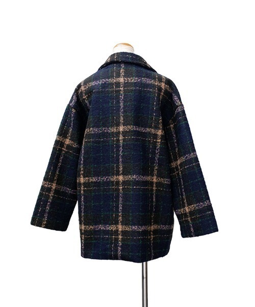 CLOTHY(クロシィ)の「【クラシカル×ストリート。Wボタンで魅せる高見えコート】ツイードミドルコート(ピーコート・レディース・ピンク/ネイビー・FREE)」の7枚目の写真