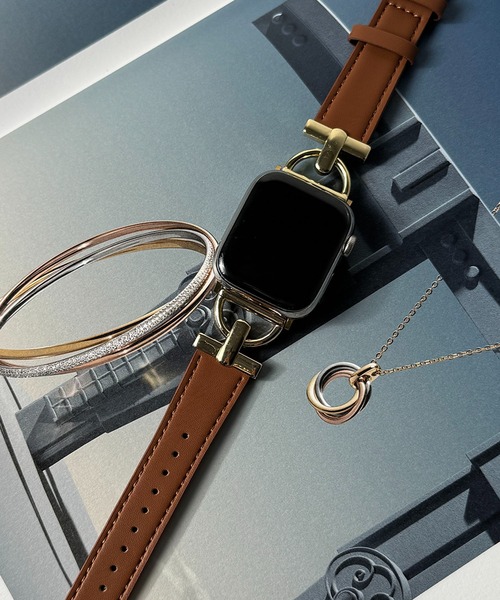 MAISON SELECT(メゾンセレクト)の「10D17-MZ レザー調スマートウォッチバンド(デジタル腕時計・レディース・ブラウン/ブラック/アイボリー・38/41)」の11枚目の写真