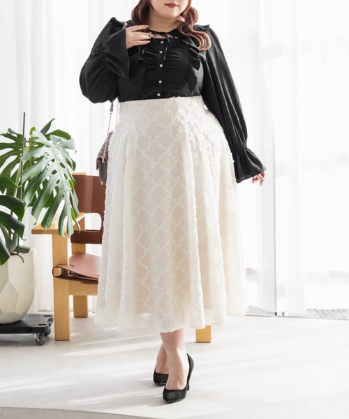 CLETTE（クレット）の「CLETTEオリジナルデコルテリボンフリルブラウス（シャツ/ブラウス・レディース・ラベンダー/ブラック/オフホワイト・LL/3L/4L）」の15枚目の写真