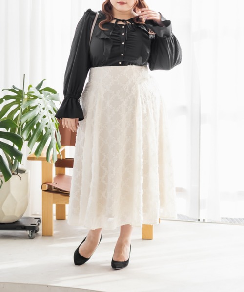 CLETTE（クレット）の「CLETTEオリジナルデコルテリボンフリルブラウス（シャツ/ブラウス・レディース・ラベンダー/ブラック/オフホワイト・LL/3L/4L）」の14枚目の写真