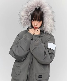 ダウンジャケット/コート（グレー/灰色系・フェイクファー