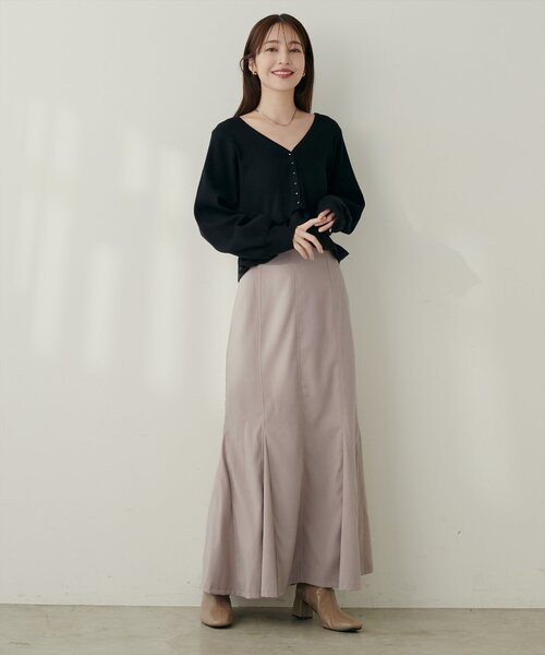 natural couture(ナチュラルクチュール)の「【WEB限定】ハートウエスト起毛マーメイドスカート(スカート・レディース・ブラック/グレイッシュベージュ/ブラウン・SMALL/FREE)」の1枚目の写真