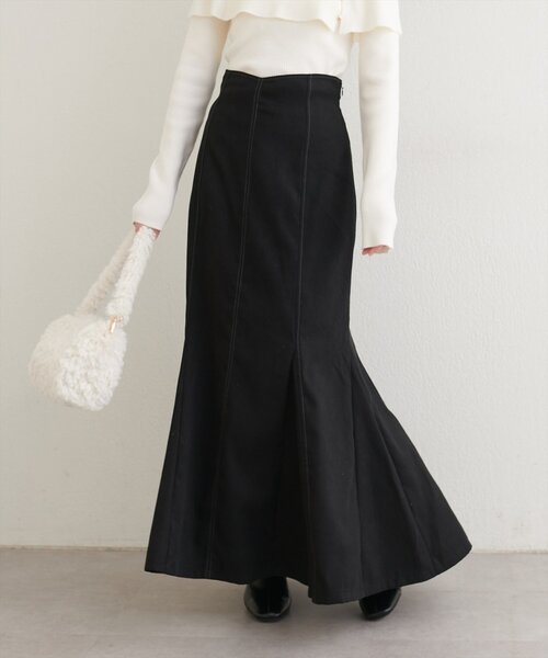 natural couture(ナチュラルクチュール)の「【WEB限定】ハートウエスト起毛マーメイドスカート(スカート・レディース・ブラック/グレイッシュベージュ/ブラウン・SMALL/FREE)」の8枚目の写真