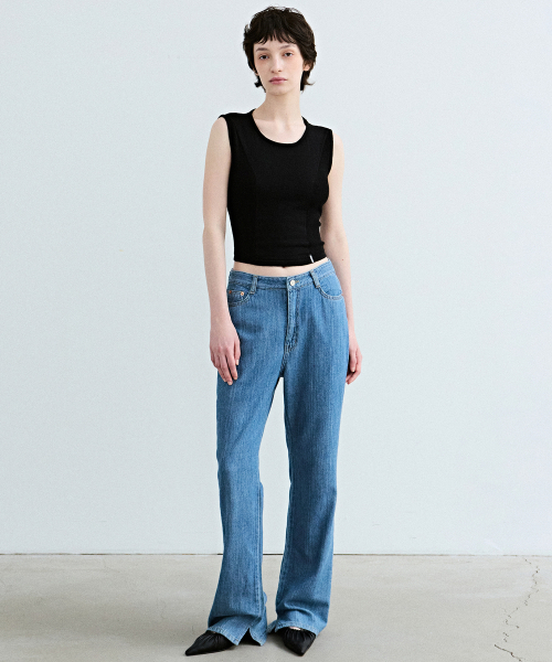 NICK&NICOLE（ニックアンドニコール）の「BACK SLIT STRING KNIT SLEEVELESS_BLACK（Tシャツ/カットソー・レディース・その他・FREE）」の4枚目の写真