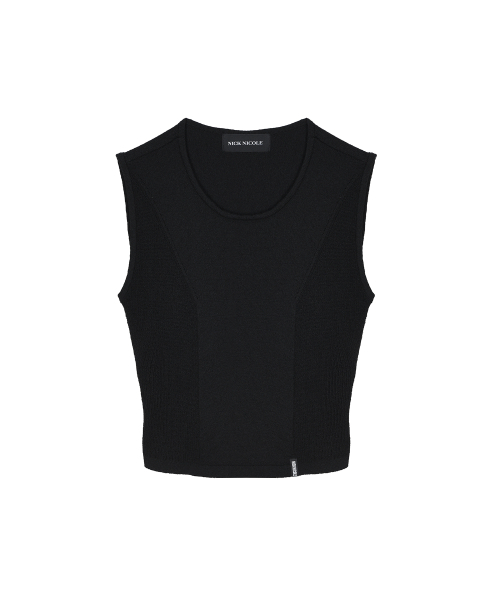 NICK&NICOLE（ニックアンドニコール）の「BACK SLIT STRING KNIT SLEEVELESS_BLACK（Tシャツ/カットソー・レディース・その他・FREE）」の5枚目の写真