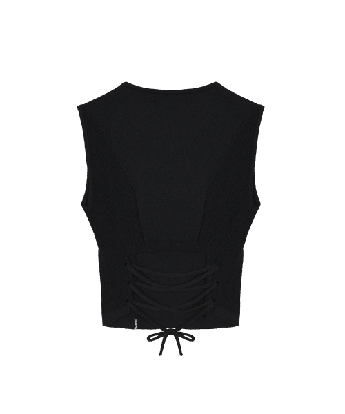 NICK&NICOLE（ニックアンドニコール）の「BACK SLIT STRING KNIT SLEEVELESS_BLACK（Tシャツ/カットソー・レディース・その他・FREE）」の6枚目の写真