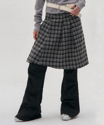 PLACE STUDIO | ダブルボタンチェックミディレイヤードラッププリーツスカート[チェック](スカート)