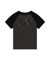 Rhinestone Graphic Raglan Half Top (Dark Gray)