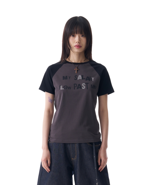 AAKAM(アーカム)の「Rhinestone Graphic Raglan Half Top (Dark Gray)(Tシャツ/カットソー・レディース・その他・1/2)」の8枚目の写真