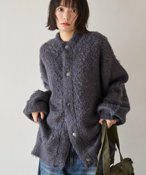 PBLIM（ページボーイリム）の「《UNISEX》ブークレーキモウカーディガン（カーディガン/ボレロ・レディース・ブラウン/ブルー/チャコールグレー・FREE）」の5枚目の写真