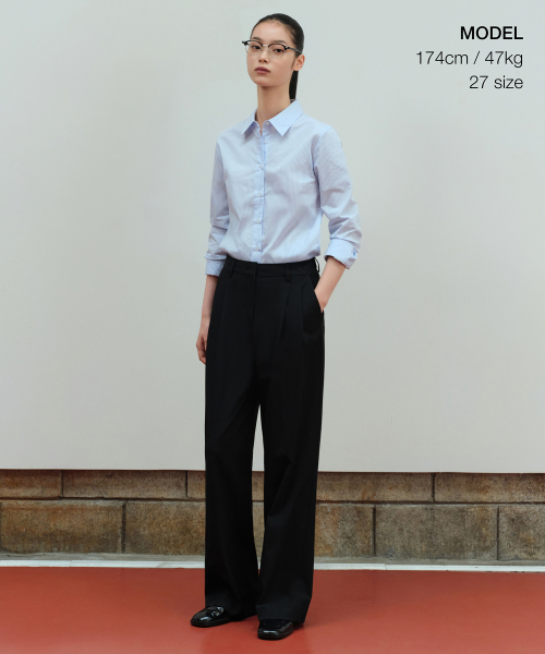 MUSINSA STANDARD WOMAN（ムシンサスタンダードウーマン）の「ウィメンズハイウエストワイドヒドンバンディングスラックス[ブラック]（スラックス・レディース・その他・34/32/30/31/24/25/26/27/28/29）」の2枚目の写真